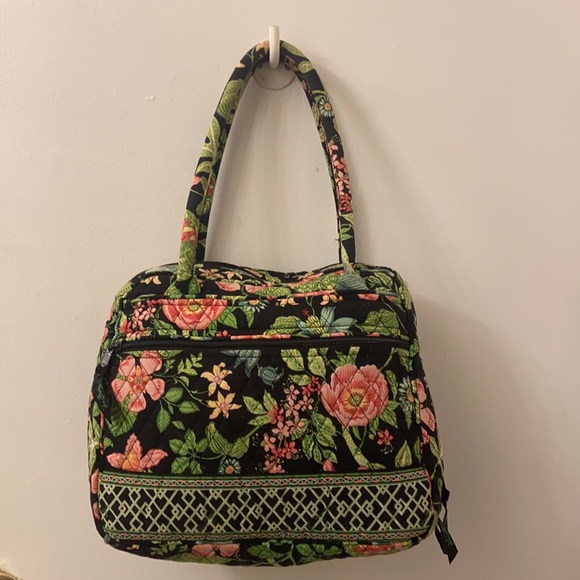 Very Bradley Botanica Green, Pink, and Black Quilted Floral Shoulder Bag - Picture 4 of 4